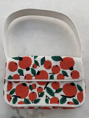 STAUD Tommy Beaded Orange Shoulder Bag with dust bag - Perfect for Summer!